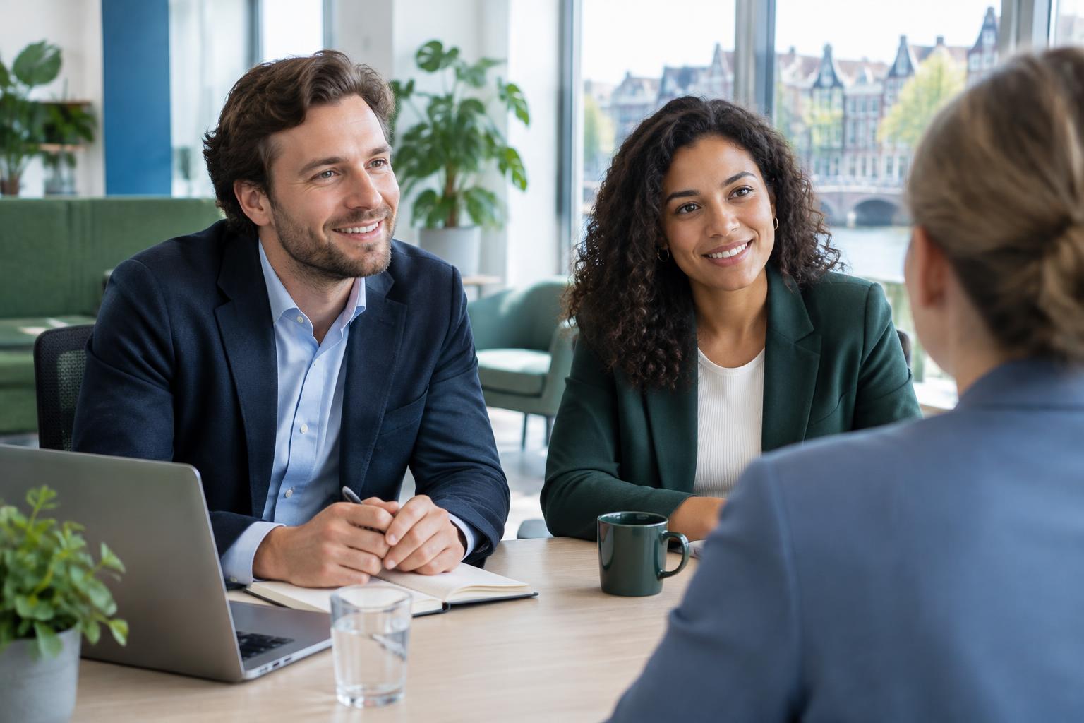 Gesprek tussen adviseurs en een werkzoekende